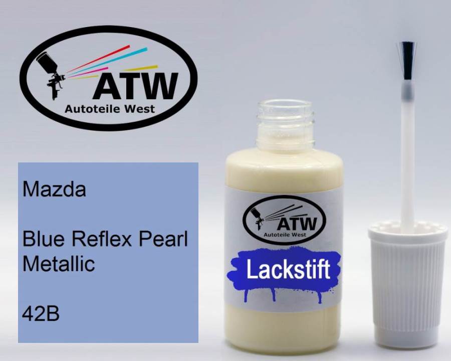 Mazda, Blue Reflex Pearl Metallic, 42B: 20ml Lackstift, von ATW Autoteile West.